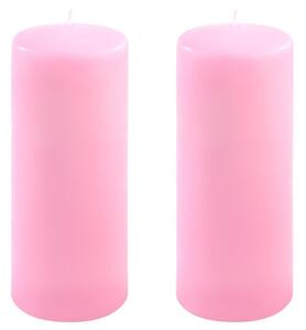 Růžová parafínová svíčka 25 cm, 180 h hoření, sada 2 ks