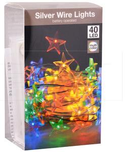 Svítící LED hvězdičky na baterie - 40 diod - multi barevné - 205 cm