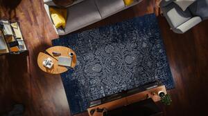 Kusový koberec vlněný JADE 45008/500 OSTA Ornament modrý béžový Rozměr: 85x160 cm