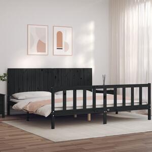 Rám postele s čelem černý 200 x 200 cm masivní dřevo 3192970