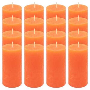 Sada rustikálních svíček, 10 cm, Ø 5 cm, oranžová, 16 ks