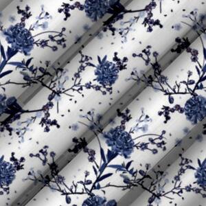 Hotový závěs na kroužcích 140x250 cm bílý s modrými květy Bílá 140x250 cm