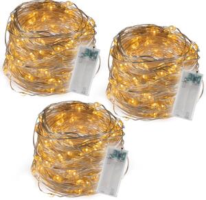 Sada 3 kusů světelných drátů 40 LED, teplá bílá