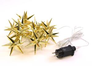 Světelný LED řetěz,10 LED, hvězdy, 12 cm, teple bílá