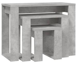 Hnízdové stolky 3 ks betonově šedé kompozitní dřevo