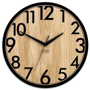 ModernClock Dřevěné nástěnné hodiny Focus 33 cm dub přírodní/černé