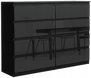 Komoda Meble Masztalerz černá 8 zásuvek 120x39x101,5 cm lesk