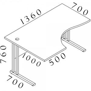 Rohový stůl Visio LUX 136 x 100 cm, levý