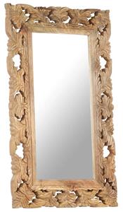 Ručně vyřezávané zrcadlo hnědé 80 x 50 cm masivní mangovník
