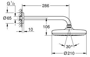 GROHE 26412000 - Hlavová sprcha TEMPESTA 210 286 mm lesklý chrom