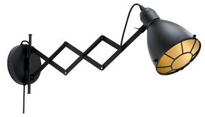 Eglo 43184 TREBURLEY - Nástěnná vysouvací retro lampa s kabelem do zásuvky + Dárek LED žárovka (Retro výsuvná studiová lampa v černozlaté barvě)
