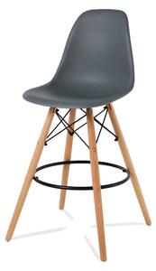 Barová židle Alessio, šedá, plast, dřevo-buk
