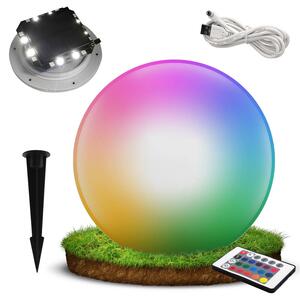 ACA Lighting Solární a vodotěsná LED koule RGB+W 25 cm, dálkové ovládaní