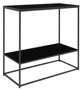 House Nordic Konzolový stůl Vita (Konzolový stolek s černým rámem a dvěma černými policemi\n80x36x80 cm)