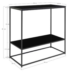 House Nordic Konzolový stůl Vita (Konzolový stolek s černým rámem a dvěma černými policemi\n80x36x80 cm)