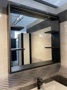 Kingsbath Broadway Black 90 koupelnové zrcadlo s poličkami a LED osvětlením