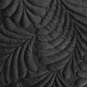 Lesklý sametový přehoz prošívaný tradiční metodou šití, listový vzor černý Černá 170x210 cm