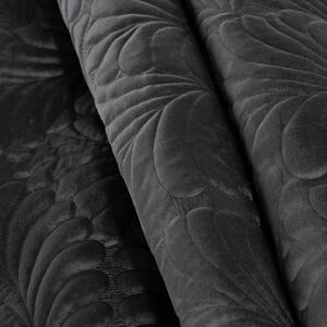 Lesklý sametový přehoz prošívaný tradiční metodou šití, listový vzor černý Černá 170x210 cm
