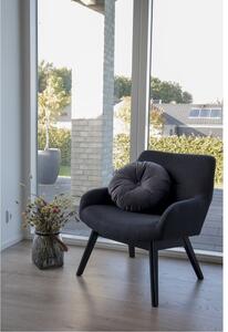 House Nordic Lounge Chair v látce, tmavě šedá s černými nohami (Šedý)