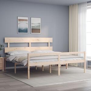 Postel s čelem pro seniory 200x200 cm masivní dřevo 3195371