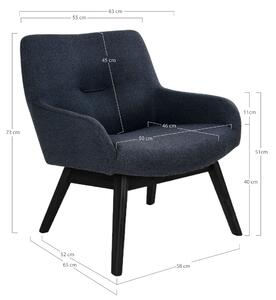House Nordic Křeslo London Lounge Chair (Lounge křeslo London v tmavě šedé barvě s černými nohami)