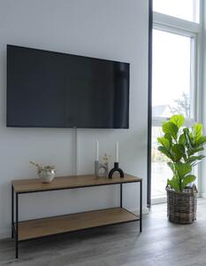 House Nordic Televizní stolek, 2 police, dubový vzhled, černý rám\n100x36x45 cm (Přírodní)