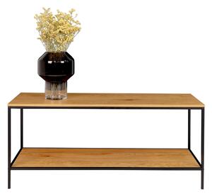 House Nordic Televizní stojan Vita (Televizní stolek s černým rámem a dvěma policemi dubového vzhledu\n100x36x45 cm)