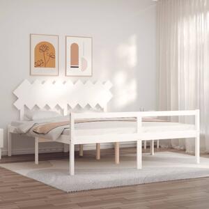 Postel s čelem pro seniory bílý Super King Size masivní dřevo 3195562