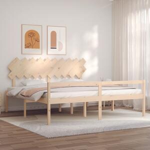 Postel s čelem pro seniory 200x200 cm masivní dřevo 3195566