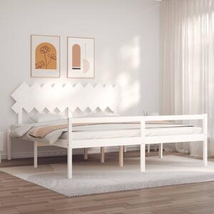 Postel s čelem pro seniory bílý 200x200 cm masivní dřevo 3195567