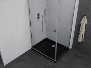 Mexen Pretoria, sprchový kout 100 (dveře) x 70 (stěna) cm, 6mm čiré sklo, chromový profil + černá sprchová vanička, 852-100-070-01-00-4070