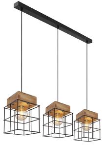 GLOBO Závěsné designové osvětlení nad jídelní stůl MERRIL, 3xE27, 60W, černé 15530-3H