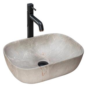 REA-U3802 - Umyvadlo na desku LIVIA 33,5x46,5 cm keramika/šedá/dekor mramoru