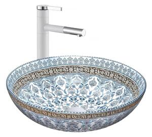 REA-U0267 - Umyvadlo na desku ARTE pr. 40 cm keramika/ornamentální vzor