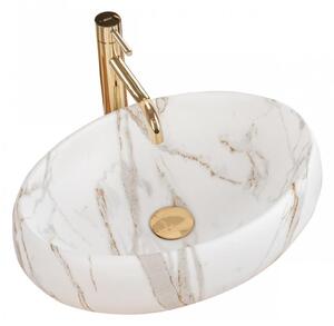 REA-U8568 - Umyvadlo na desku LINDA 34x48,5 cm keramika/dekor mramoru