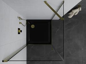 MEXEN - Pretoria sprchový kout, sklápěcí, 80 x 80 cm, transparentní, zlatá + vanička Flat, černá - 852-080-080-50-00-4070G