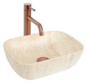 REA-U4700-Umyvadlo na desku BELINDA MINI 25x36 cm keramika/béžová/imitace kamene