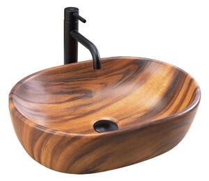 REA-U5060 - Umyvadlo na desku AMELIA 34,5x48 cm keramika/dekor dřeva