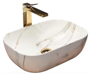 REA-U6596 - Umyvadlo na desku BELINDA 33,5x46,5 cm keramika/dekor mramoru