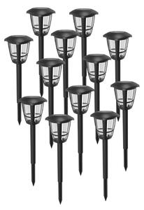 Aigostar - SADA 12x LED Solární lampa LED/0,06W/2V 33,8 cm 6500K IP44 černá