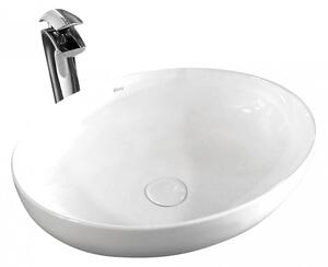 REA-U8198 - Umyvadlo na desku CAROLA SLIM 39x51,5 cm keramika/lesklá bílá