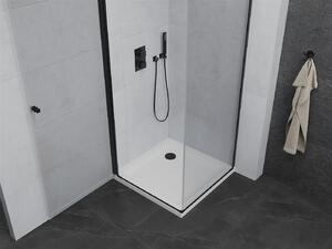 Mexen Pretoria, sprchový kout 70 (dveře) x 70 (stěna) cm, 6mm čiré sklo, černý profil + bílá sprchová vanička, 852-070-070-70-00-4010B