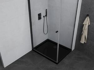 Mexen Pretoria, sprchový kout 80 (dveře) x 90 (stěna) cm, 6mm čiré sklo, černý profil + černá sprchová vanička, 852-080-090-70-00-4070B