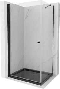 Mexen Pretoria, sprchový kout 70 (dveře) x 100 (stěna) cm, 6mm čiré sklo, černý profil + černá sprchová vanička, 852-070-100-70-00-4070B