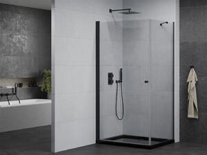 Mexen Pretoria, sprchový kout 70 (dveře) x 90 (stěna) cm, 6mm čiré sklo, černý profil + černá sprchová vanička, 852-070-090-70-00-4070B
