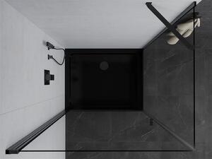 Mexen Pretoria, sprchový kout 70 (dveře) x 100 (stěna) cm, 6mm čiré sklo, černý profil + černá sprchová vanička, 852-070-100-70-00-4070B