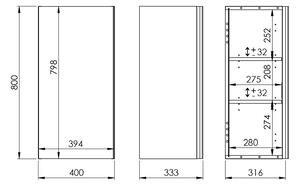 Elita Look, závěsná boční skříňka 40x31, 6x80 cm 1D, černá matná, ELT-168290