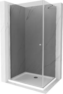 Mexen Pretoria, sprchový kout 80 (dveře) x 90 (stěna) cm, 6mm šedé sklo, chromový profil + bílá sprchová vanička, 852-080-090-01-40-4010