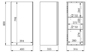 Elita Look, závěsná boční skříňka 40x31, 6x80 cm 1D, antracitová, ELT-167013