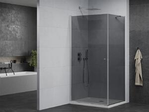 Mexen Pretoria, sprchový kout 70 (dveře) x 80 (stěna) cm, 6mm šedé sklo, chromový profil + bílá sprchová vanička, 852-070-080-01-40-4010